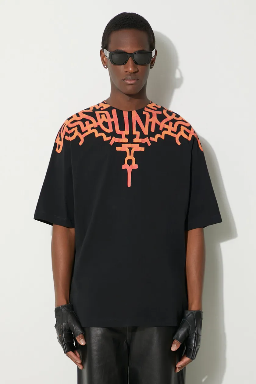 Marcelo Burlon cotton t shirt Graffiti Wings men s black color