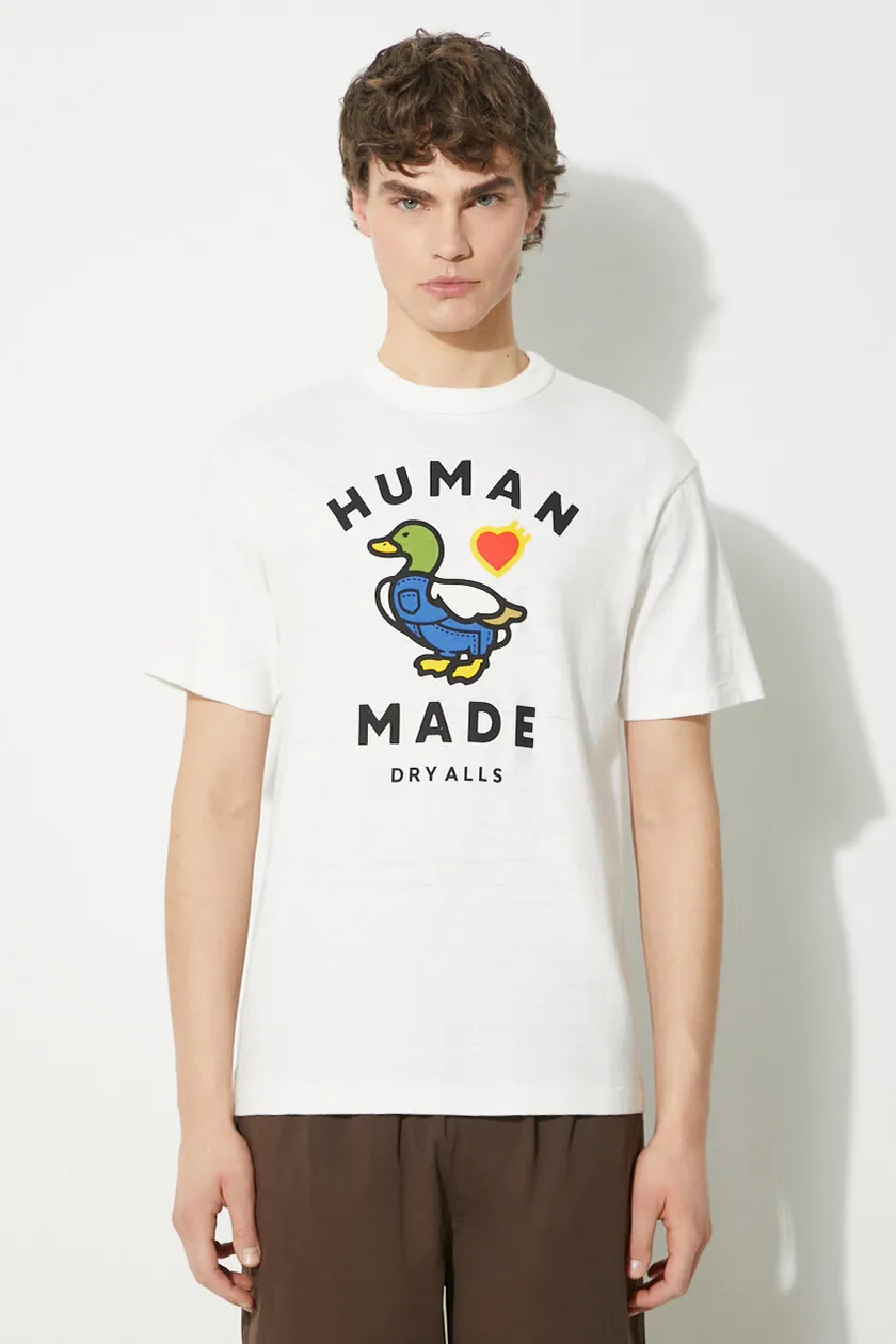 Human Made cotton t-shirt Heart Badge men's white color HM26CS002 