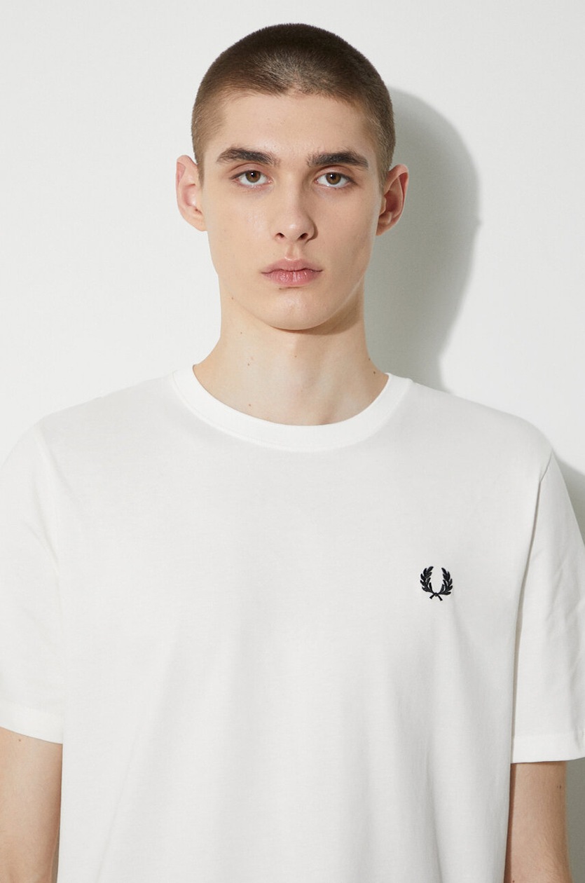 Fred Perry cotton t-shirt Crew Neck T-Shirt men's white