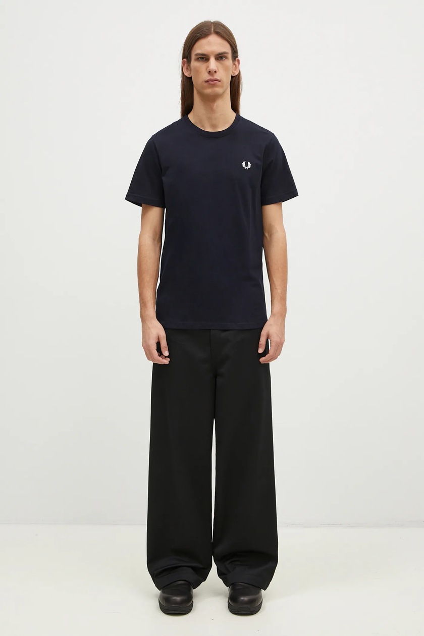 Fred Perry cotton t-shirt Crew Neck T-Shirt men's navy blue Fred Perry cotton t-shirt Crew Neck T-Shirt men's navy blue