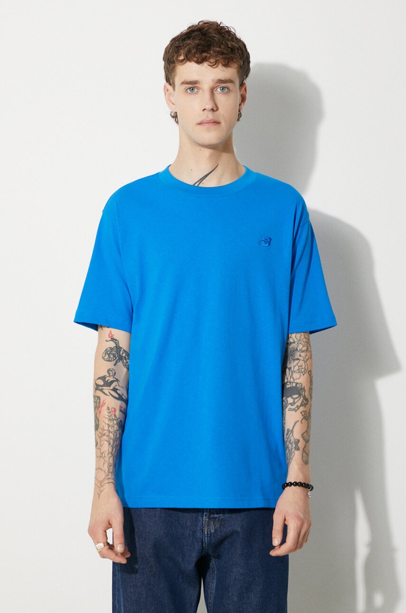 New Balance cotton t-shirt men's blue color at PRM US