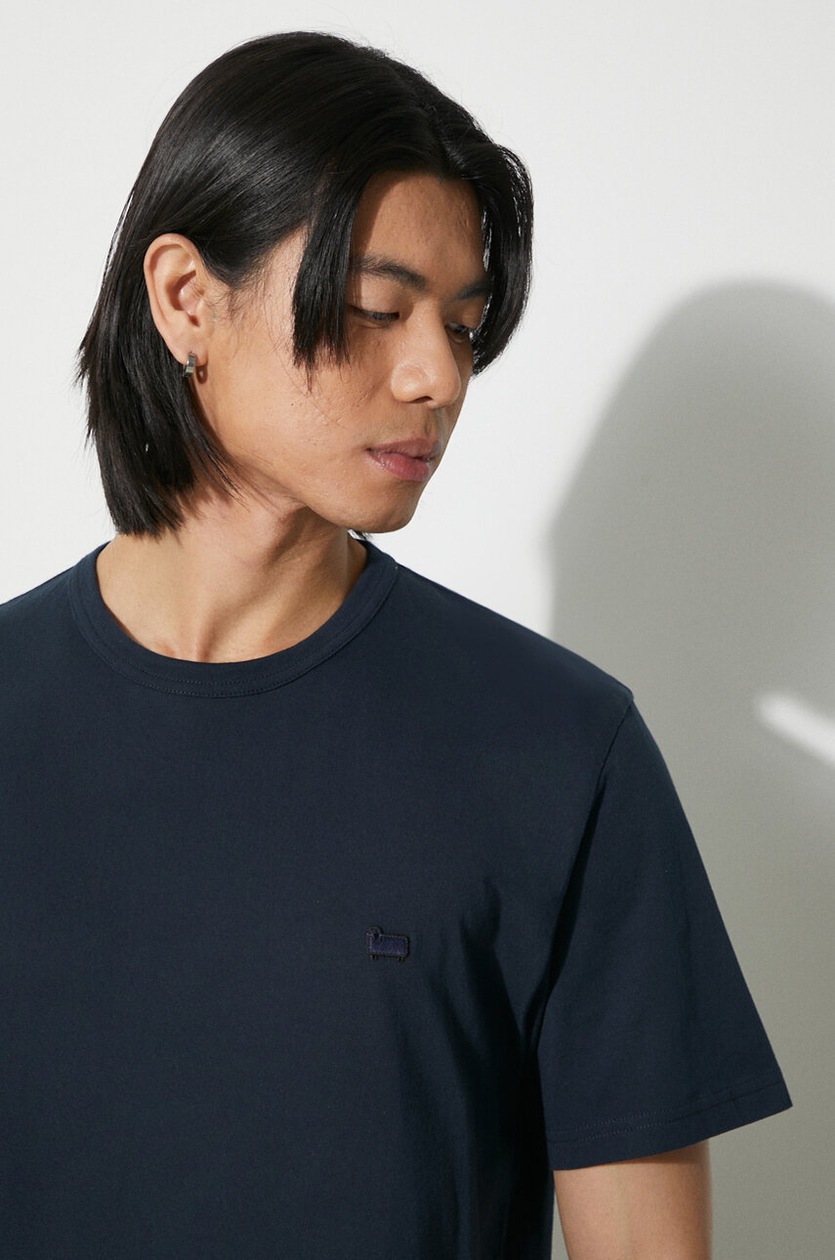 Tシャツ・カットソー WOOLRICH Men T-shirt Blue CFWOTE0121MRUT3687 31010 Woolrich t-shirt Striped T-Shirt men's navy blue color