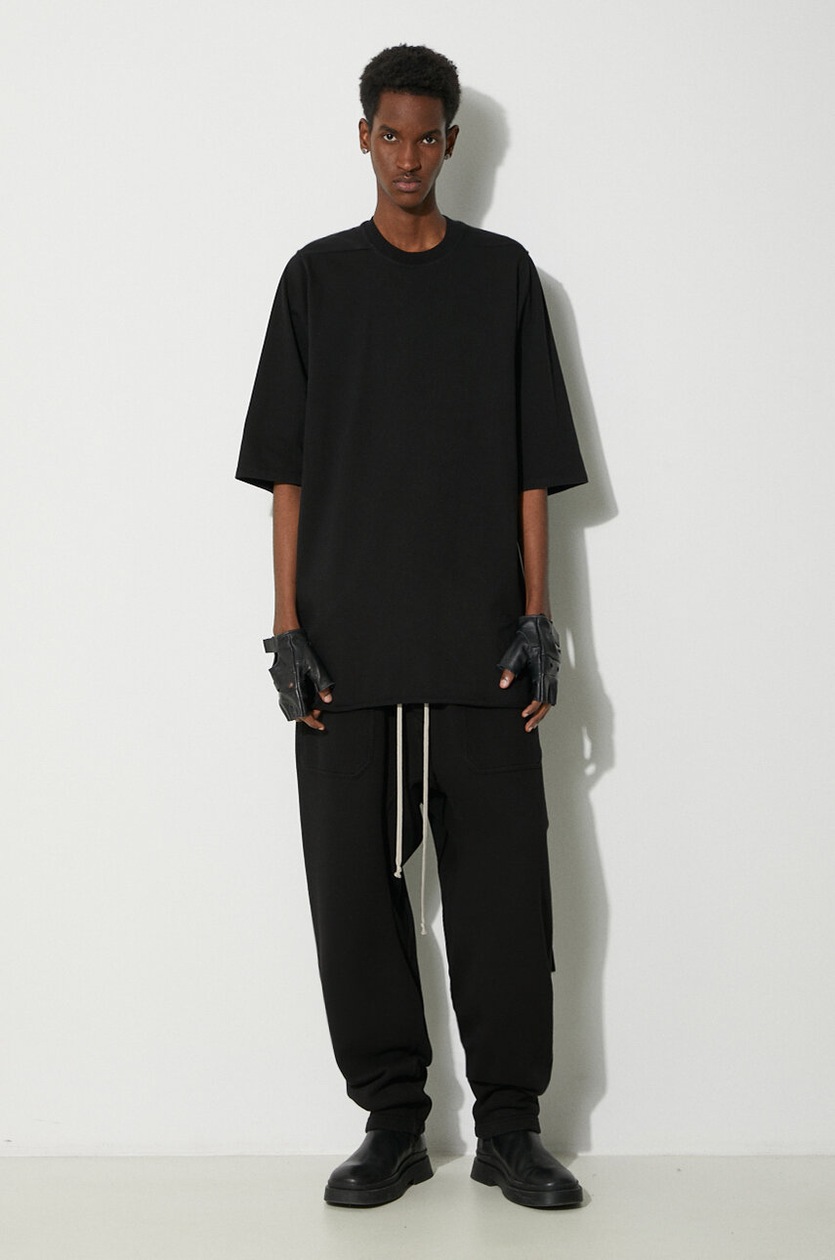 Tシャツ・カットソー RICK OWENS 'Jumbo' Black Round Neck T-Shirt in Cotton Man RICK OWENS | Jumbo Heavy Cotton T-shirt | Men | Lane Crawford
