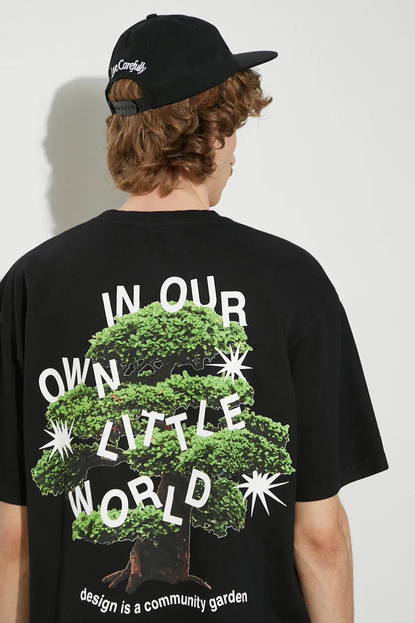 Памучна тениска Market Community Garden T-Shirt в черно с принт 399001761