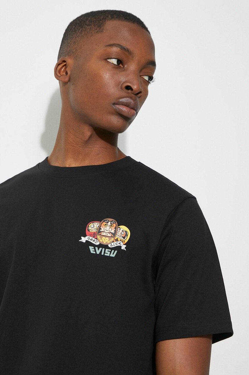Evisu cotton t-shirt Four Suits Daruma Printed PRM EU