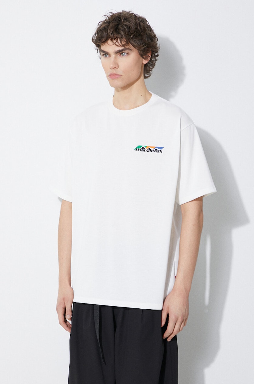 Manastash t-shirt Re:Poly Scheme Logo men's white color with