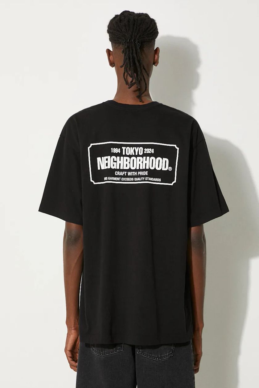 NEIGHBORHOOD t-shirt Classic-P Crewneck men's black color with a print  241FPNH.CSM06 at PRM US