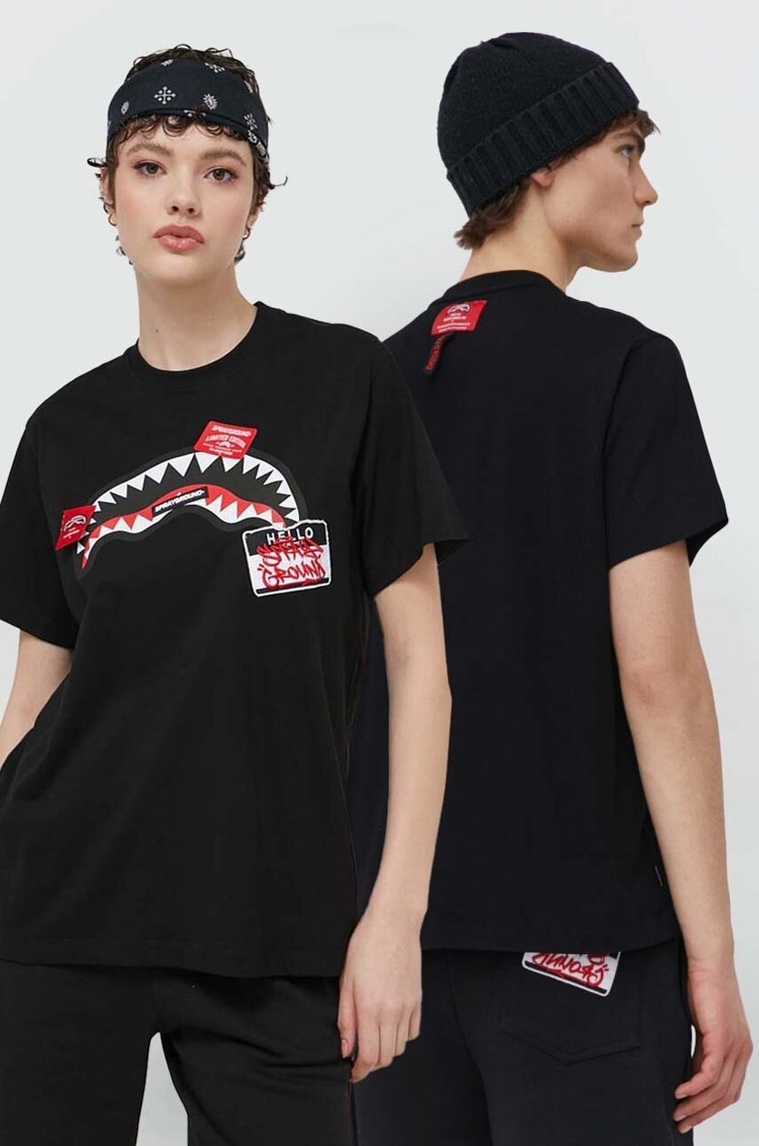 【SPRAYGROUND】刺しゅう入り Tシャツ SPRAYGROUND SPRAYGROUND T-shirt a manica corta DIABLO BEAR DOODLE panna