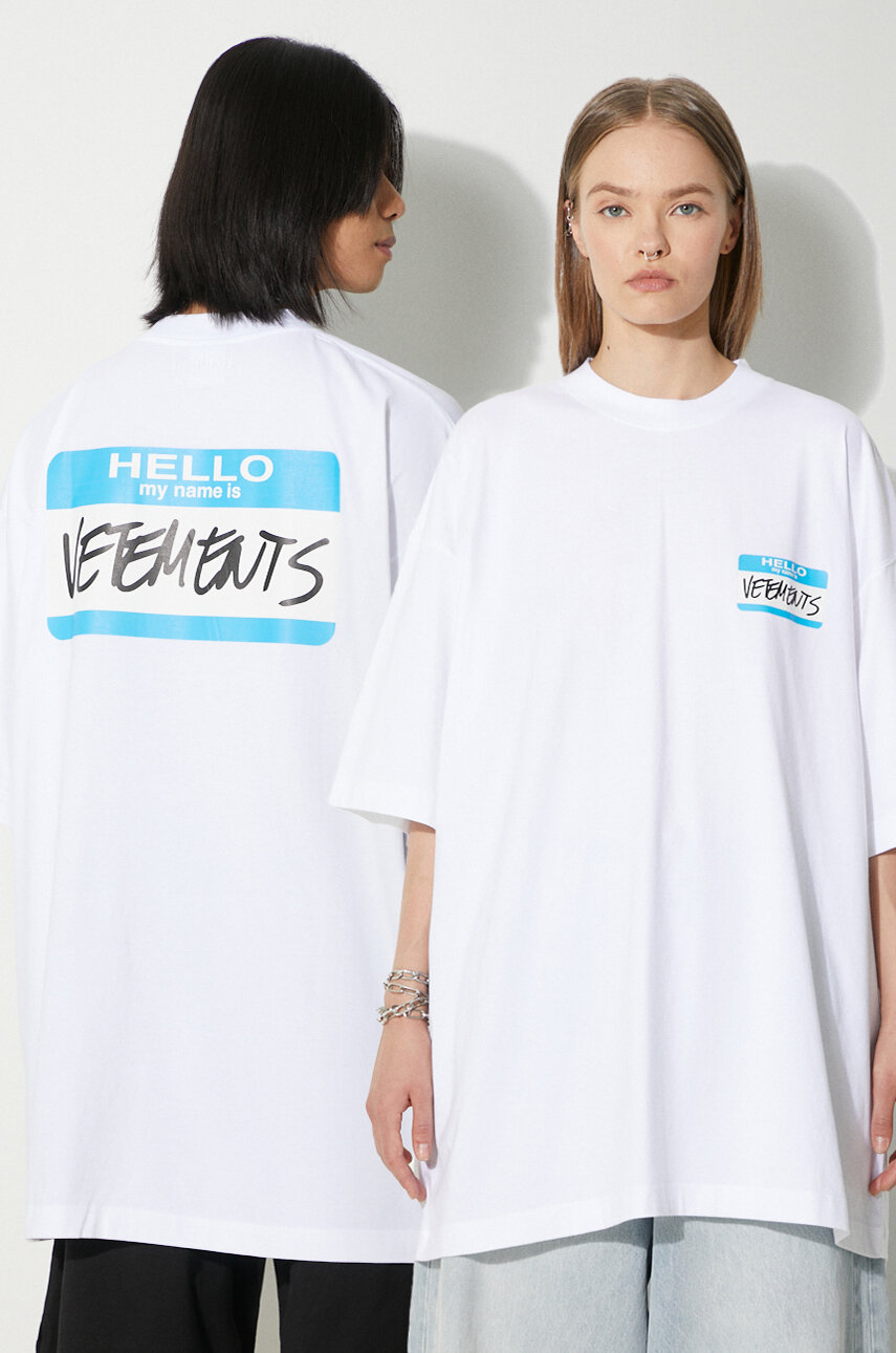 VETEMENTS cotton t-shirt My Name Is Vetements T-Shirt white color