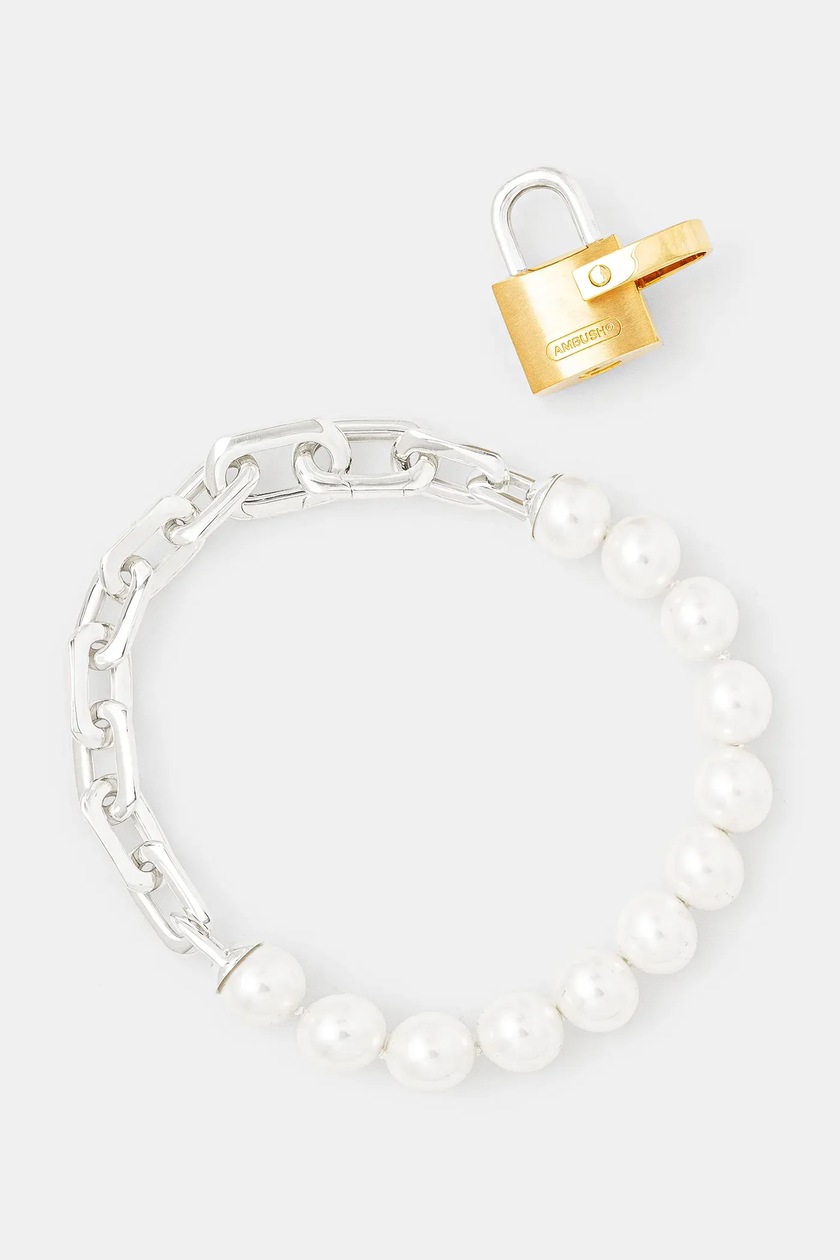 【AMBUSH】PEARL PADLOCK BRACELET 2色展開 Gold Silver Stříbrný náramek AMBUSH Pearl Padlock Bracelet, barva
