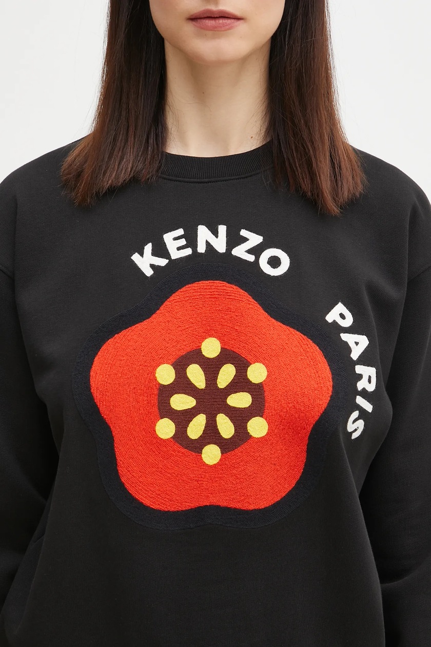 その他 KENZO SS25 Black cotton sweatshirt (FF52SW1894MF 99J) Kenzo cotton sweatshirt women's black color patterned