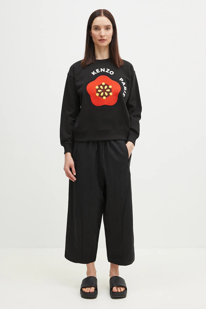 その他 KENZO SS25 Black cotton sweatshirt (FF52SW1894MF 99J) Kenzo cotton sweatshirt women's black color patterned