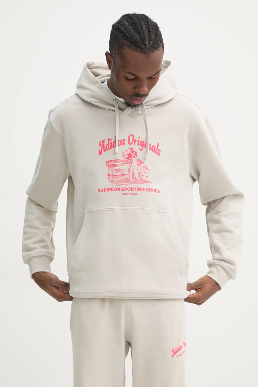 adidas Originals felpa in cotone Wabash uomo colore beige con cappuccio JD0670