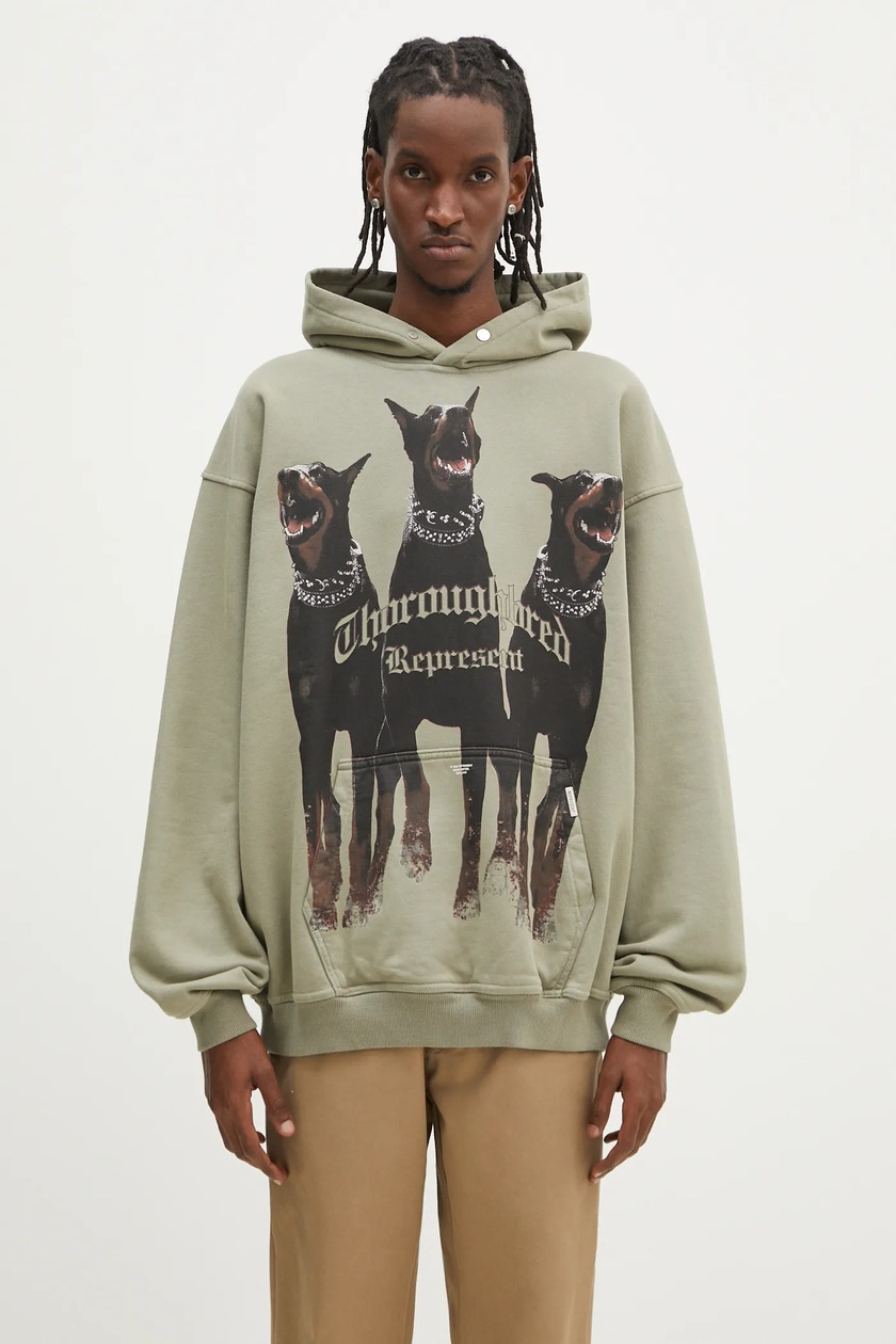 Represent cotton sweatshirt Thoroughbred Hoodie men's green