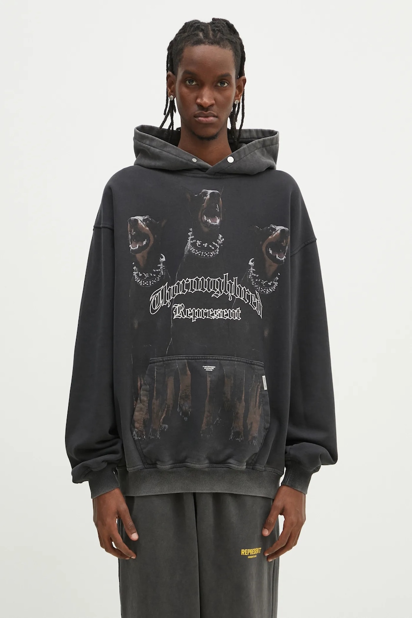 スウェット・トレーナー REPRESENT SWEATSHIRTS (MLM4272 46) Represent cotton sweatshirt Atlas Hoodie men's gray color