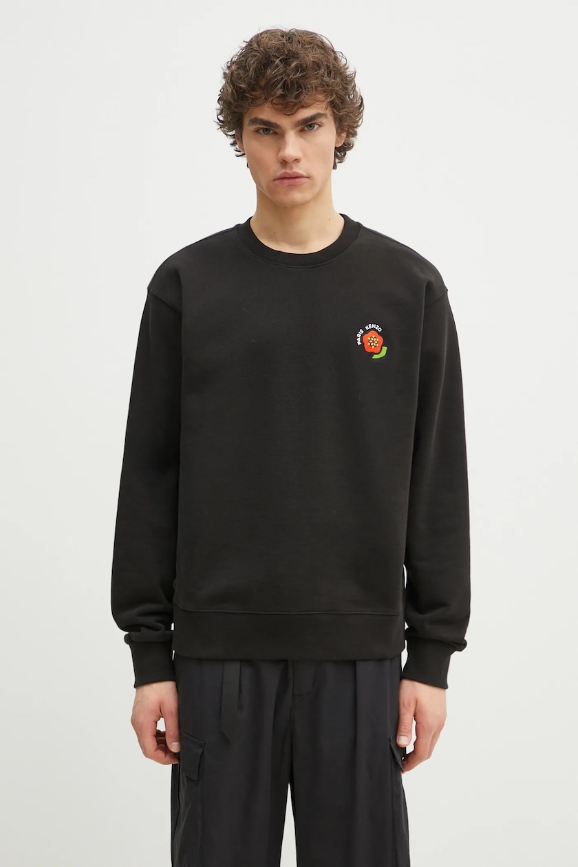 パーカー・フーディ KENZO FW25 Black cotton sweatshirt (FF65HO4524MC 99J) Kenzo cotton sweatshirt Gots Star Tiger Emb Classic PRM EU