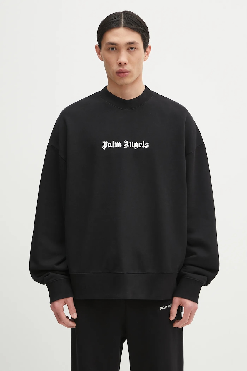 Palm Angels cotton sweatshirt Classic Logo black color with Palm Angels cotton sweatshirt Classic Logo black color with