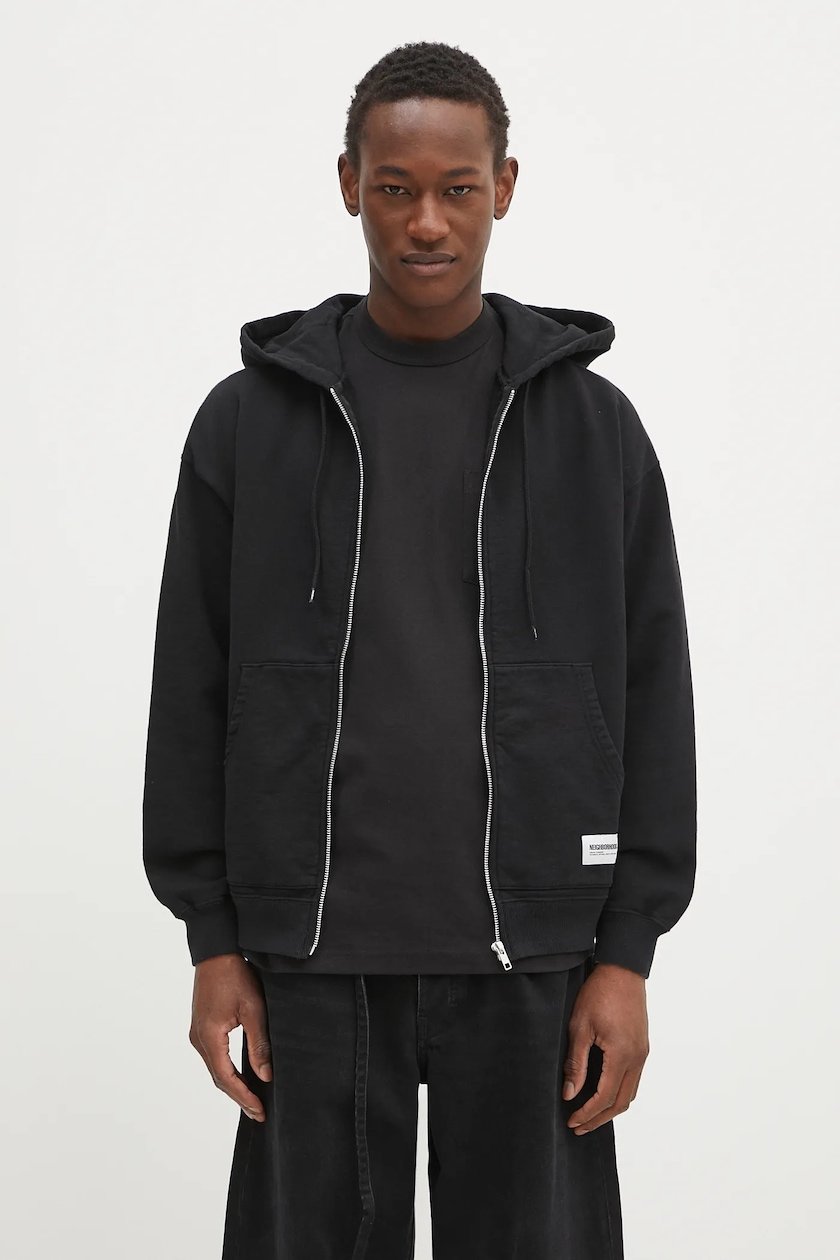 NEIGHBORHOOD cotton sweatshirt SOLID SWEAT ZIP black color NEIGHBORHOOD cotton sweatshirt SOLID SWEAT ZIP black color