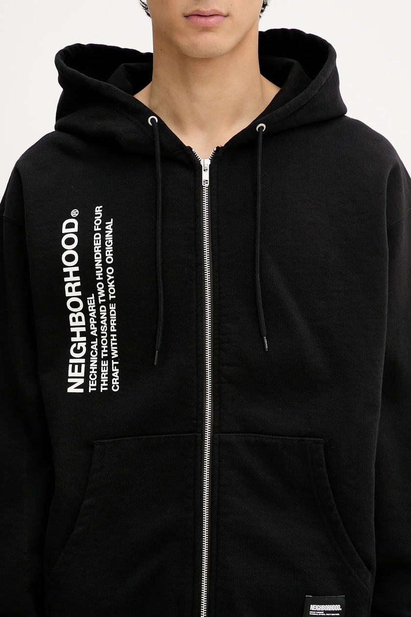 NEIGHBORHOOD cotton sweatshirt SOLID SWEAT ZIP black color