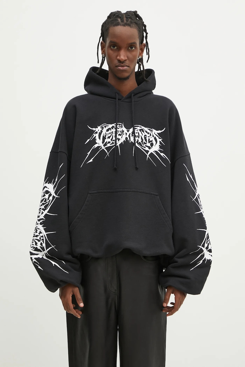 VETEMENTS sweatshirt Death Metal Cropped Boxy black color VETEMENTS sweatshirt Death Metal Cropped Boxy black color