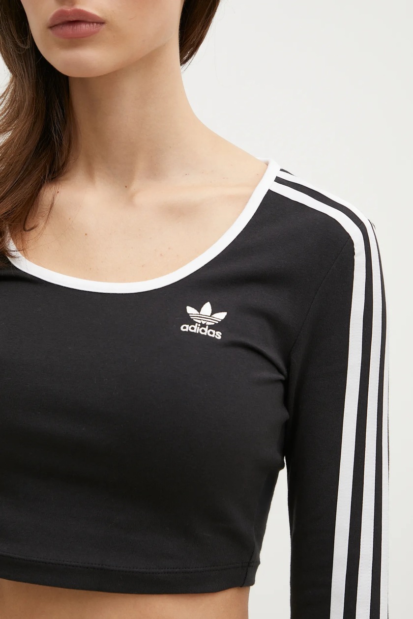 ★ adidas★ 3S Long Sleeve Crop Tee Black JD4624 ADIDAS 3S LS CROP JD4624 Women's Black Long Sleeve Jerseys