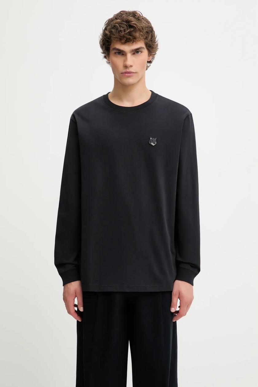 Maison Kitsuné cotton longsleeve top Bold Fox Head Patch Comfort