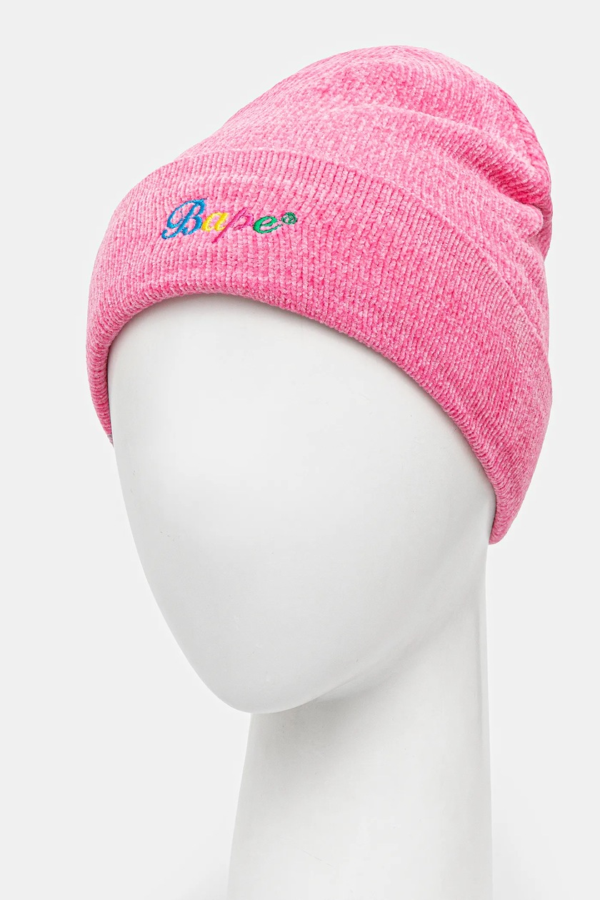A Bathing Ape beanie BAPE pink color thick knit 1K80281002