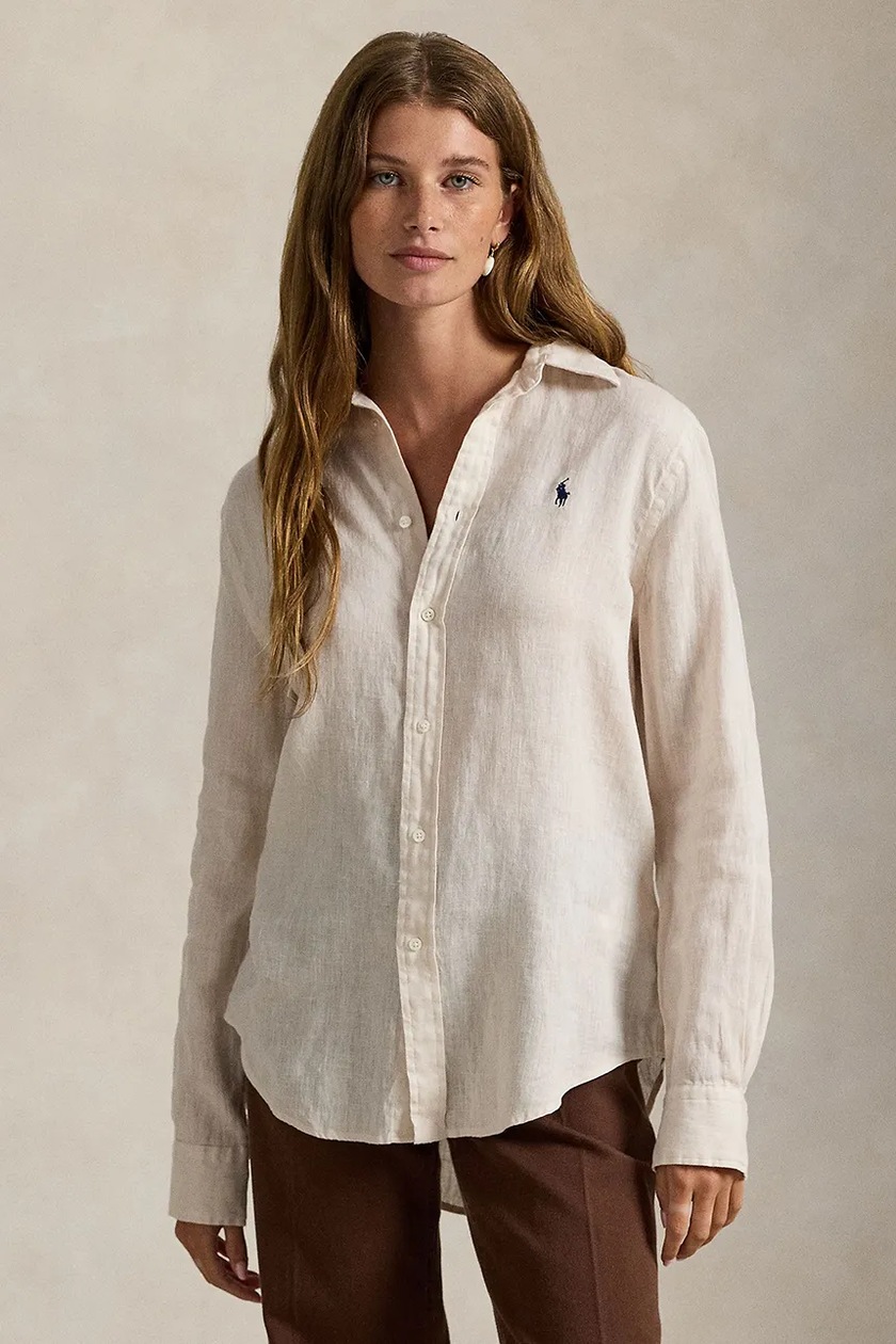 Polo Ralph Lauren linen shirt white color relaxed 211970730 at PRM US
