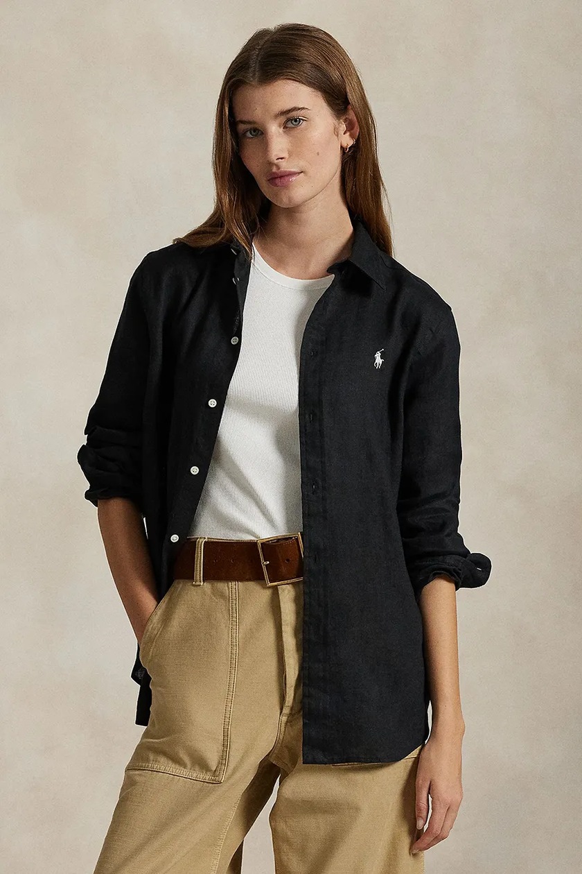 Polo Ralph Lauren リネン100% グリーンシャツ リラックスド フィット リネン シャツ （シャツ・ブラウス