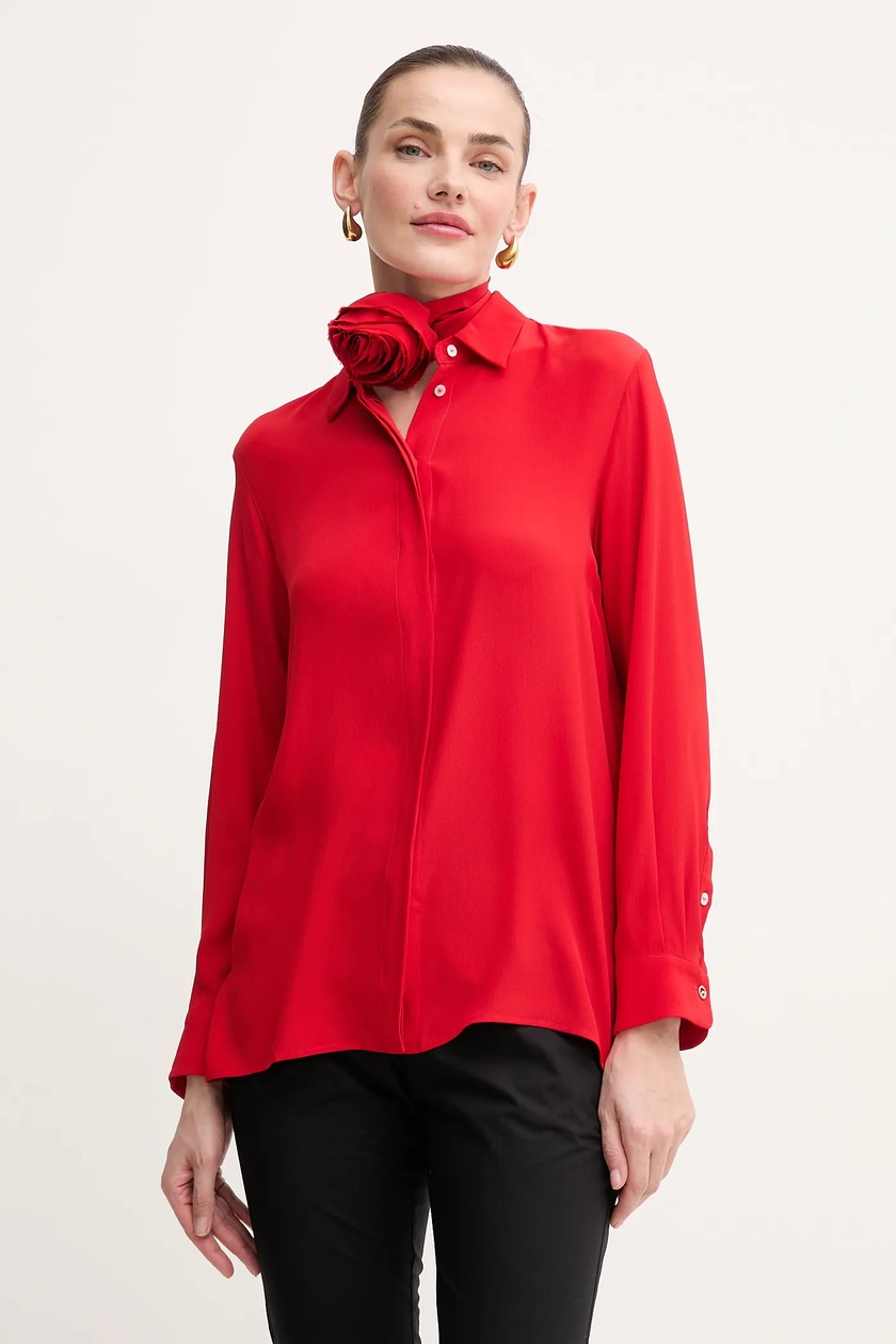 Camicetta Rossa Donna Camicie Rossa Camicia In Chiffon ROSSO