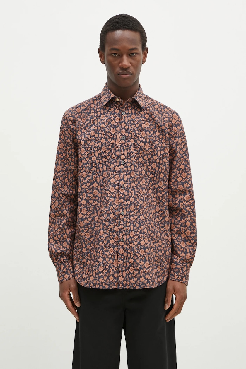 Lacoste linen shirt navy blue color at PRM US