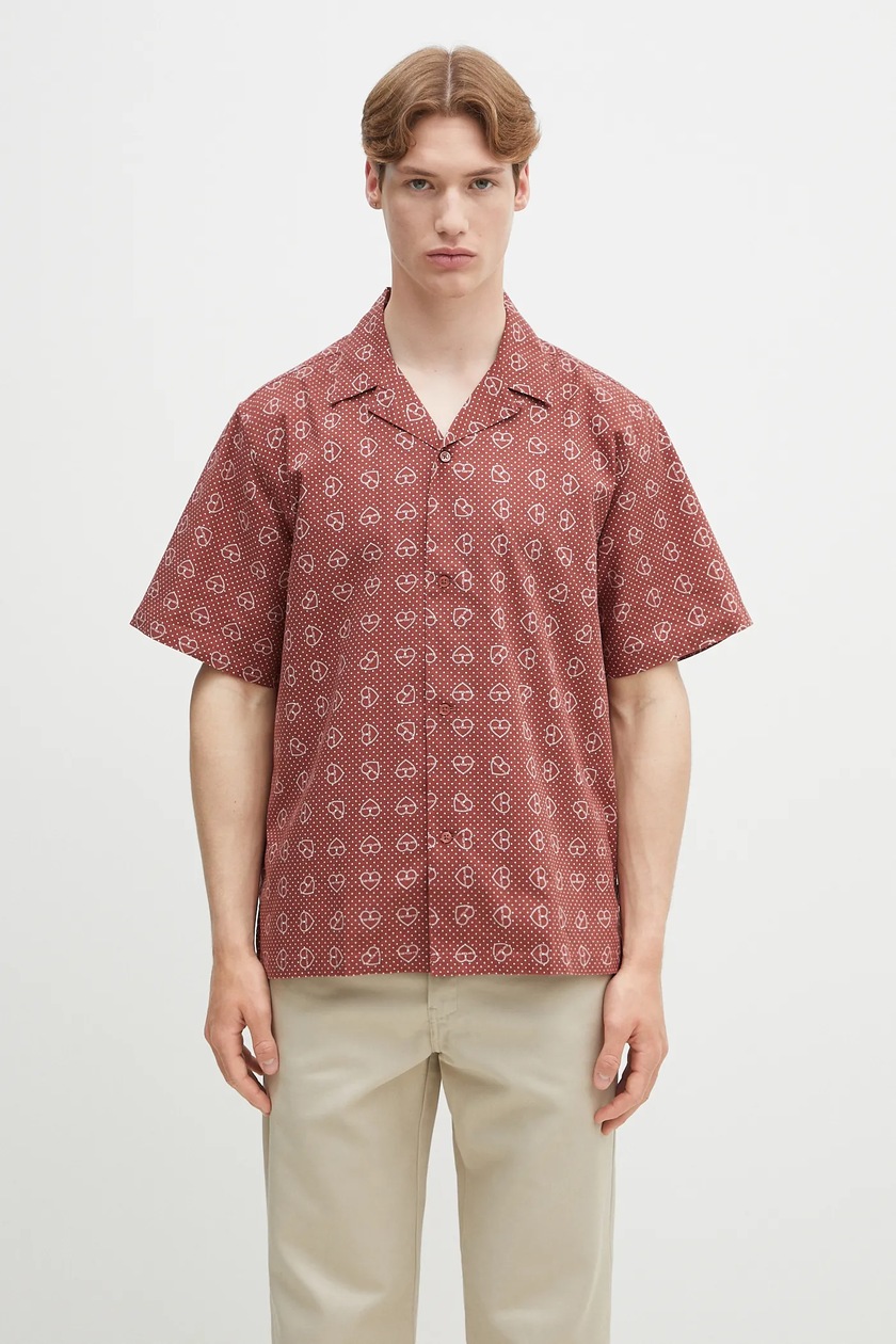 RHUDE RHSS25TT050122306 関税送料込 RHUDE cotton shirt Leopard Boxy Work brown color relaxed