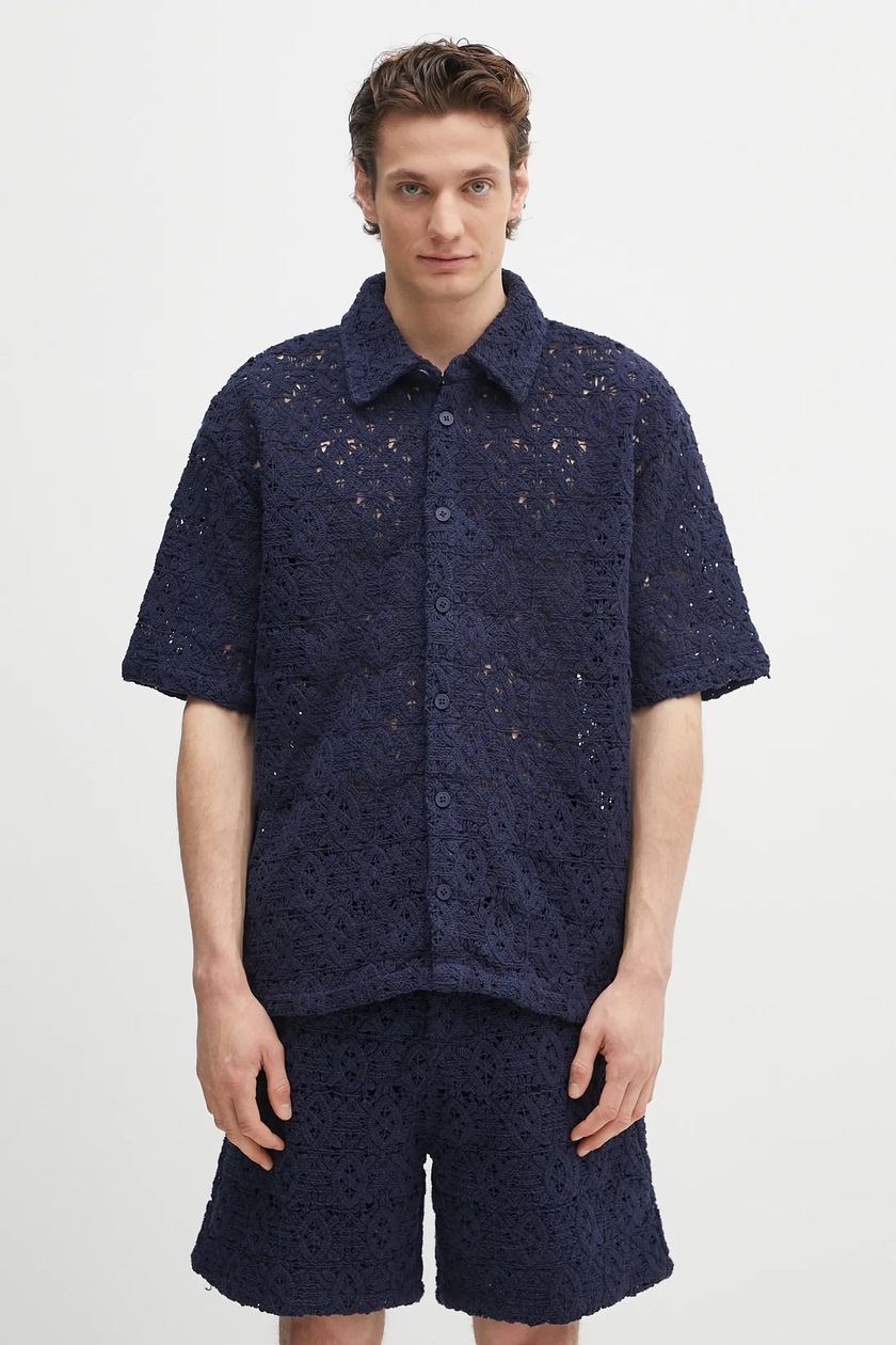 Human Made wool shirt Wool Cpo navy blue color HM26SH008 at PRM US
