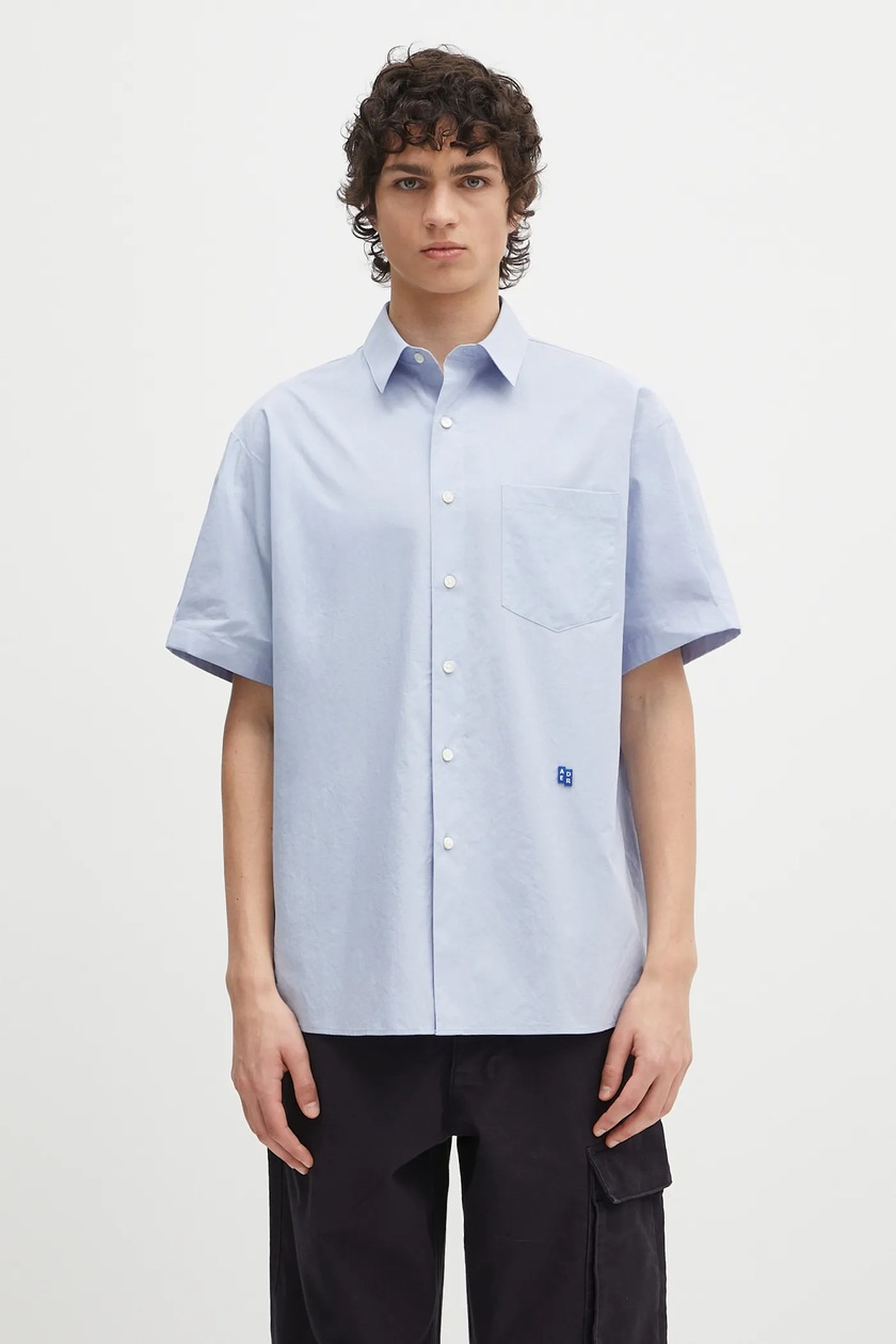 Tシャツ・カットソー J W ANDERSON SS25 (SH0352 PG1698804) JW Anderson cotton shirt Window Embroidery blue color
