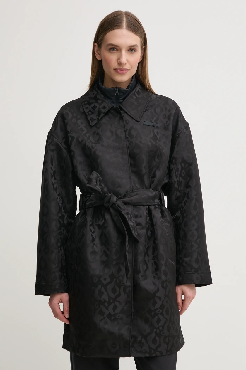 EA7 Emporio Armani płaszcz damski kolor czarny przejściowy AF15382