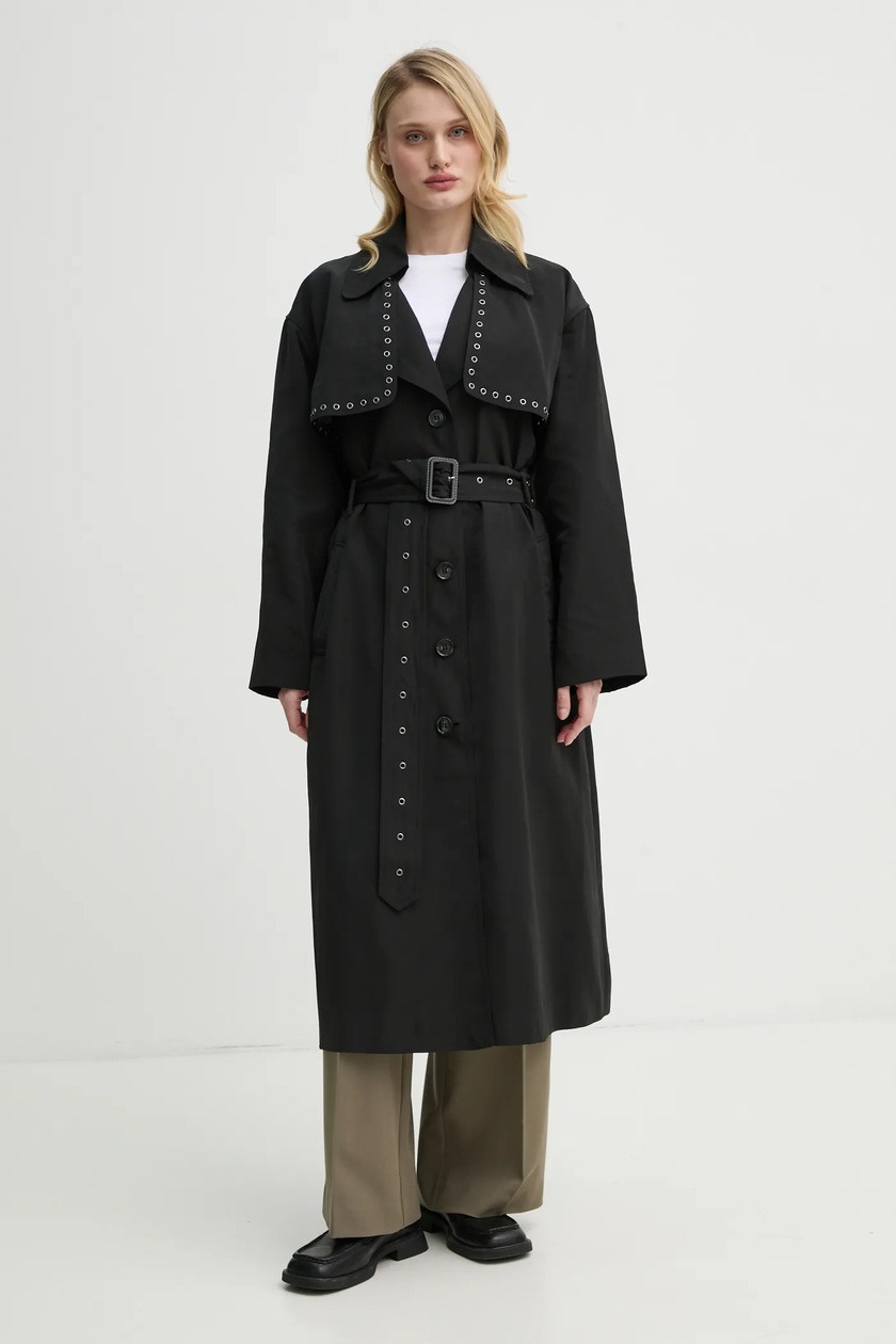 Weekend Max Mara płaszcz z dodatkiem wełny ZUFOLO kolor czarny