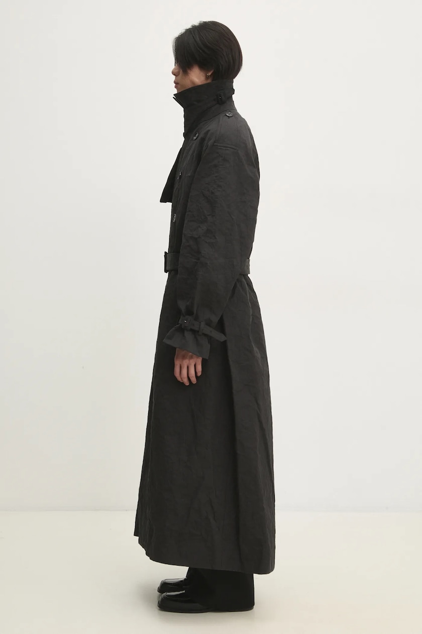 VETEMENTS trench coat Metalized Wrinkled Trenchcoat men's black VETEMENTS trench coat Metalized Wrinkled Trenchcoat men's black