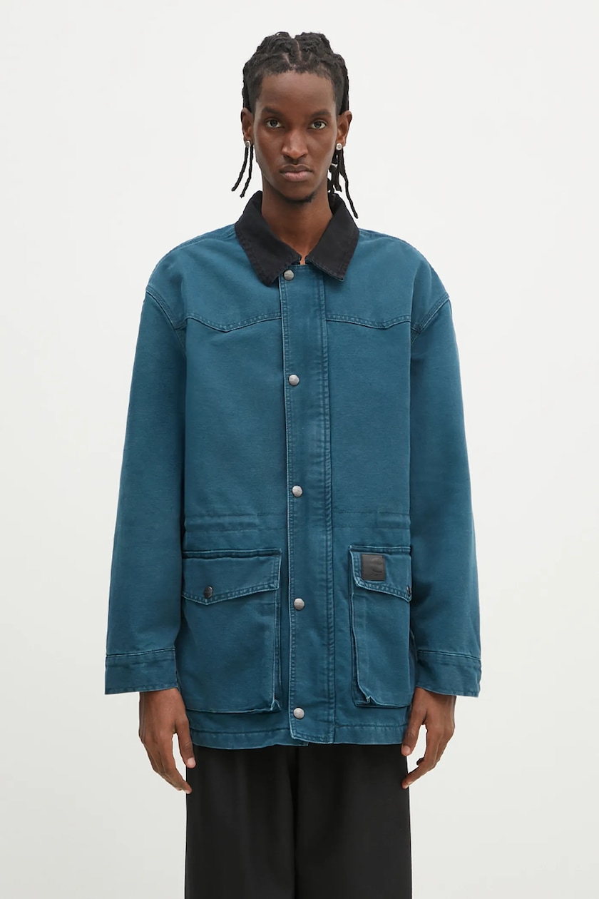 Carhartt WIP cotton jacket OG Santa Fe Coat turquoise color Carhartt WIP cotton jacket OG Santa Fe Coat turquoise color