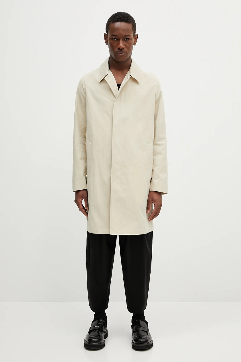 A.P.C. linen blend coat Mac Edouard beige color COGXT.M01549 at PRM US
