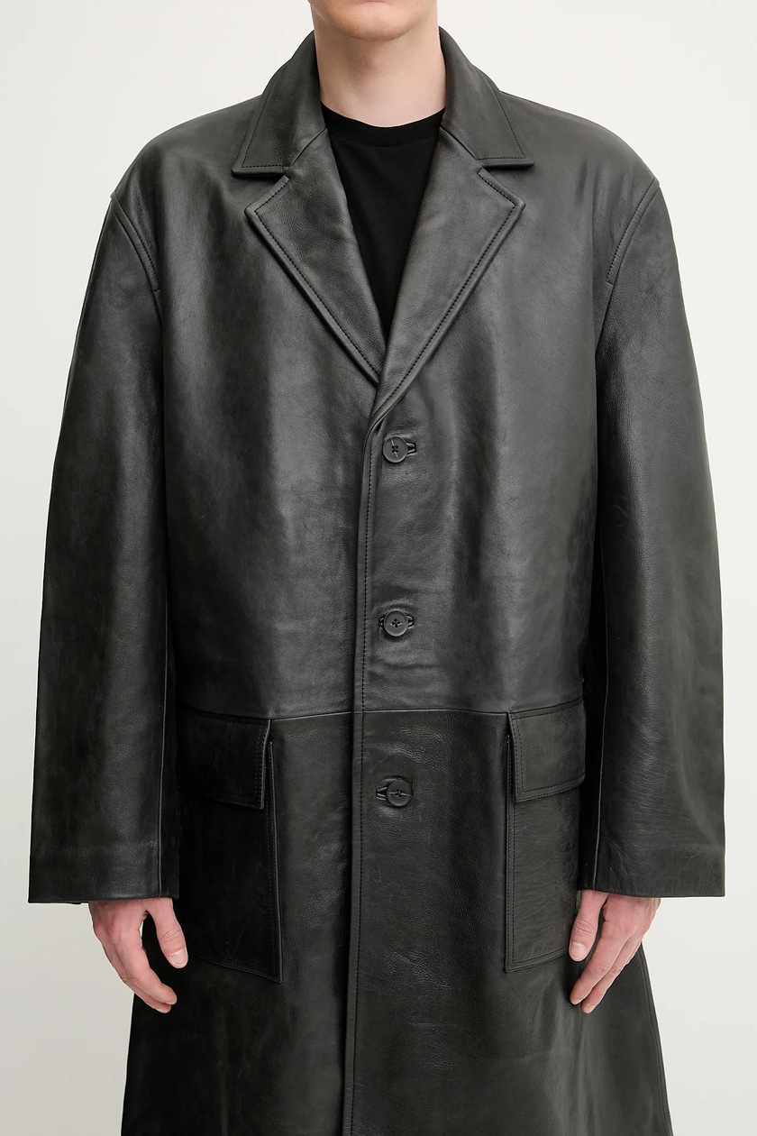 m様 1017 ALYX 9SM płaszcz skórzany Vintage leather męski kolor czarny