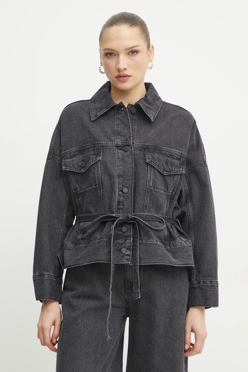 ジャケット TWINSET SS25 GIACCA (251TT2073 00282) TWINSET Double-breasted twill caban jacket with removable