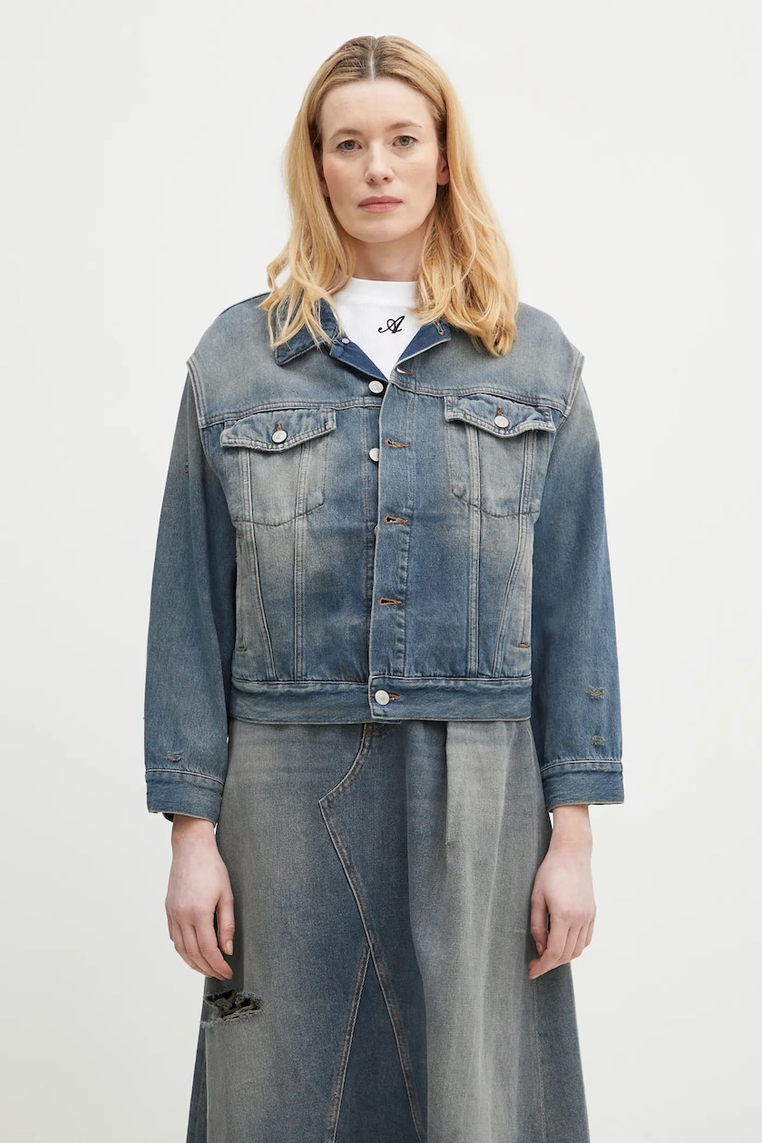 Marine Serre denim jacket Moon Laser Denim Cropped Jacket women's Marine Serre denim jacket Moon Laser Denim Cropped Jacket women's