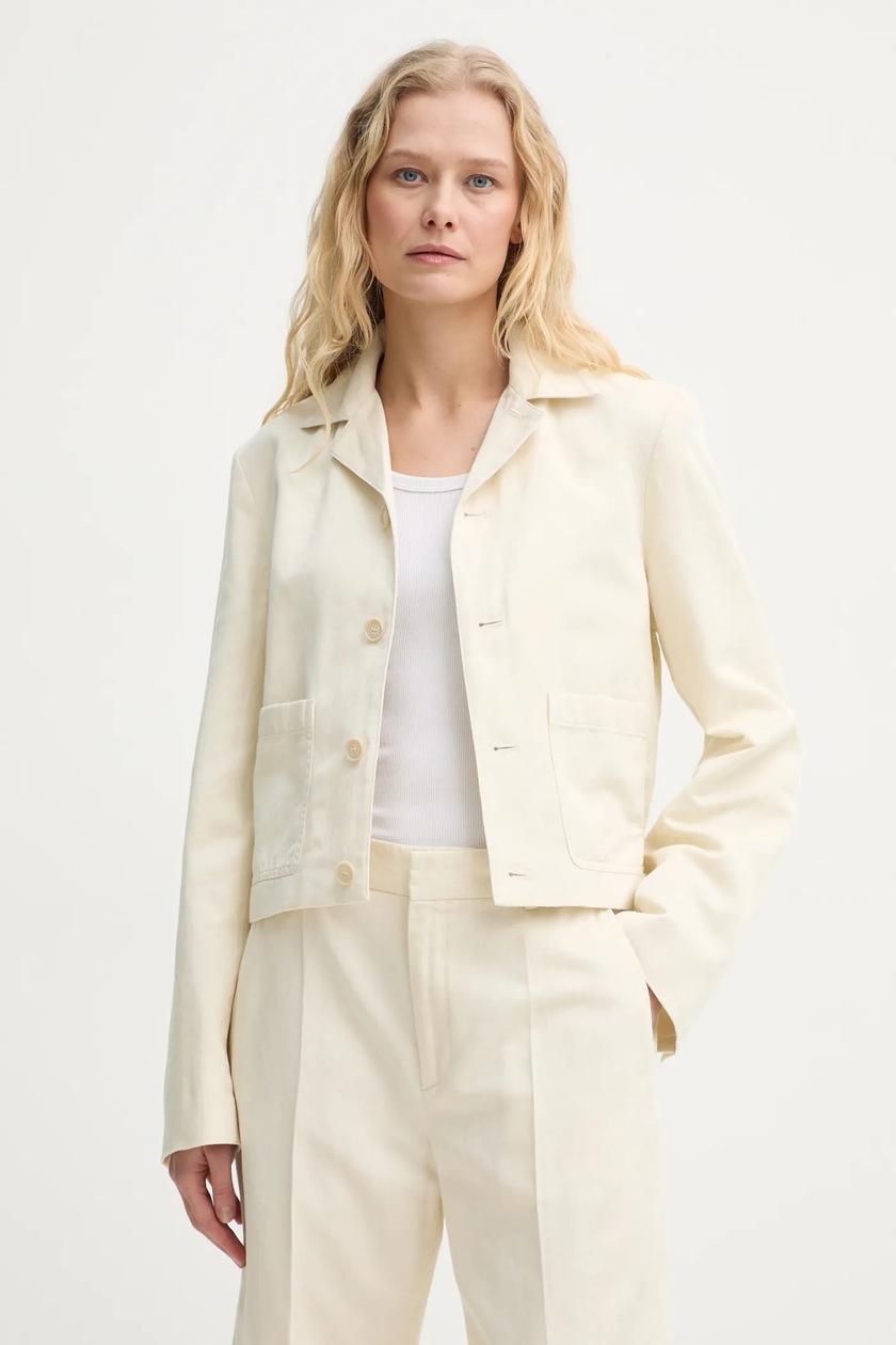 ARTS＆SCIENCE Satin zip up short coat Stand Studio kurtka Joann Jacket damska kolor beżowy przejściowa