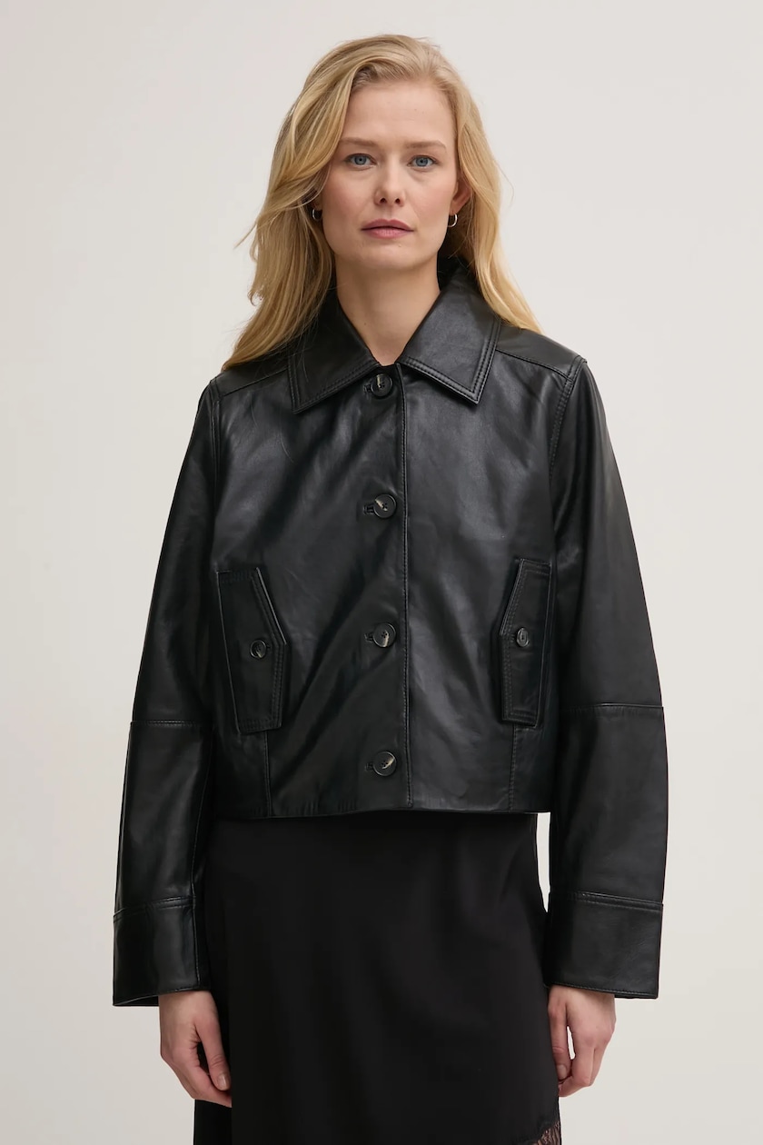 ジャケット VERSACE JEANS COUTURE Woman Jacket Black 73HAS45MDT019 905 Versace Jeans Couture kurtka skórzana damska kolor czarny