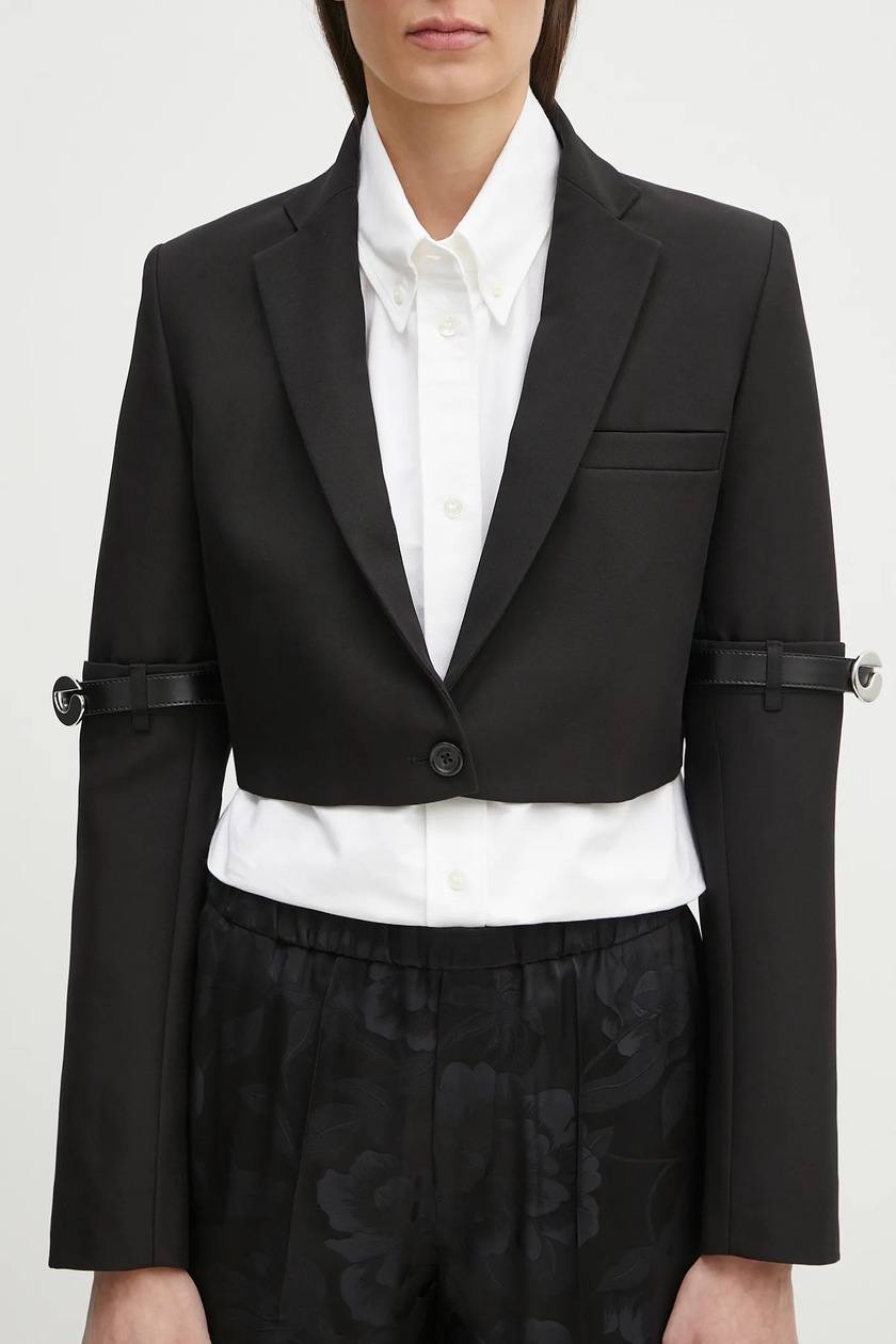 ジャケット Coperni SS25 CROPPED TAILORED JACKET (COPV78F3004 BLK) Coperni Hybrid Cropped Tailored Jacket | Black | FARFETCH