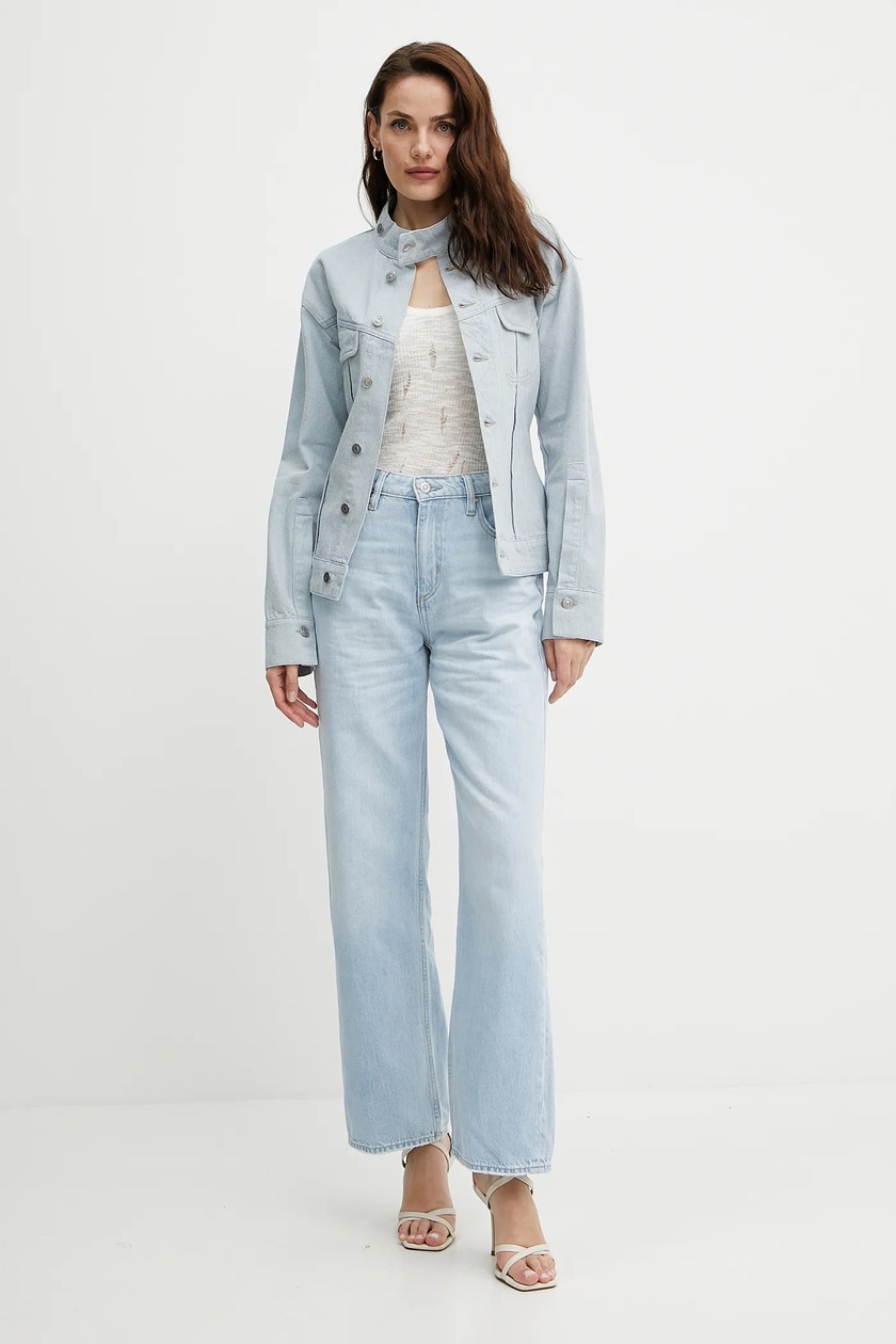 ジャケット Victoria Beckham SS25 (1225DJK006219A LIGHTAZUL) Victoria Beckham kurtka jeansowa kolor niebieski przejściowa