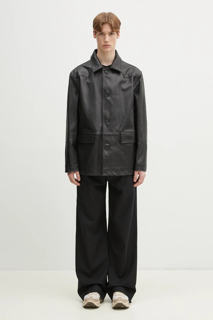 MM6 Maison Margiela ブラックレザーショートジャケット　30 MM6 Maison Margiela レザージャケット | ブラック | FARFETCH JP