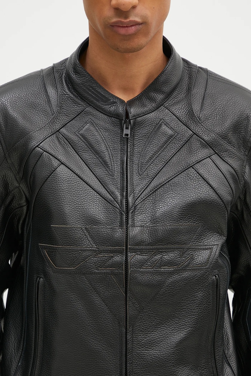 【関税込み】VETEMENTS ブラック Pro Racing レザージャケット VETEMENTS jacket Pro Racing Leather PRM EU