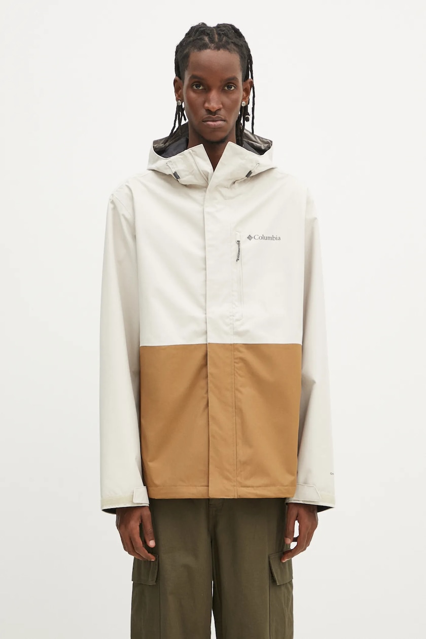 Columbia jacket Winter Pass Printed Fleece men's beige color