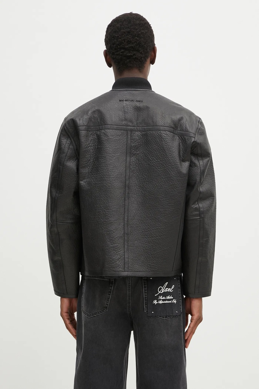 MKI MIYUKI ZOKU leather jacket Shearling Bomber Jacket black color MKI MIYUKI ZOKU leather jacket Shearling Bomber Jacket black color